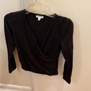 Gray Frank and Oak Wrap Top Black Size M